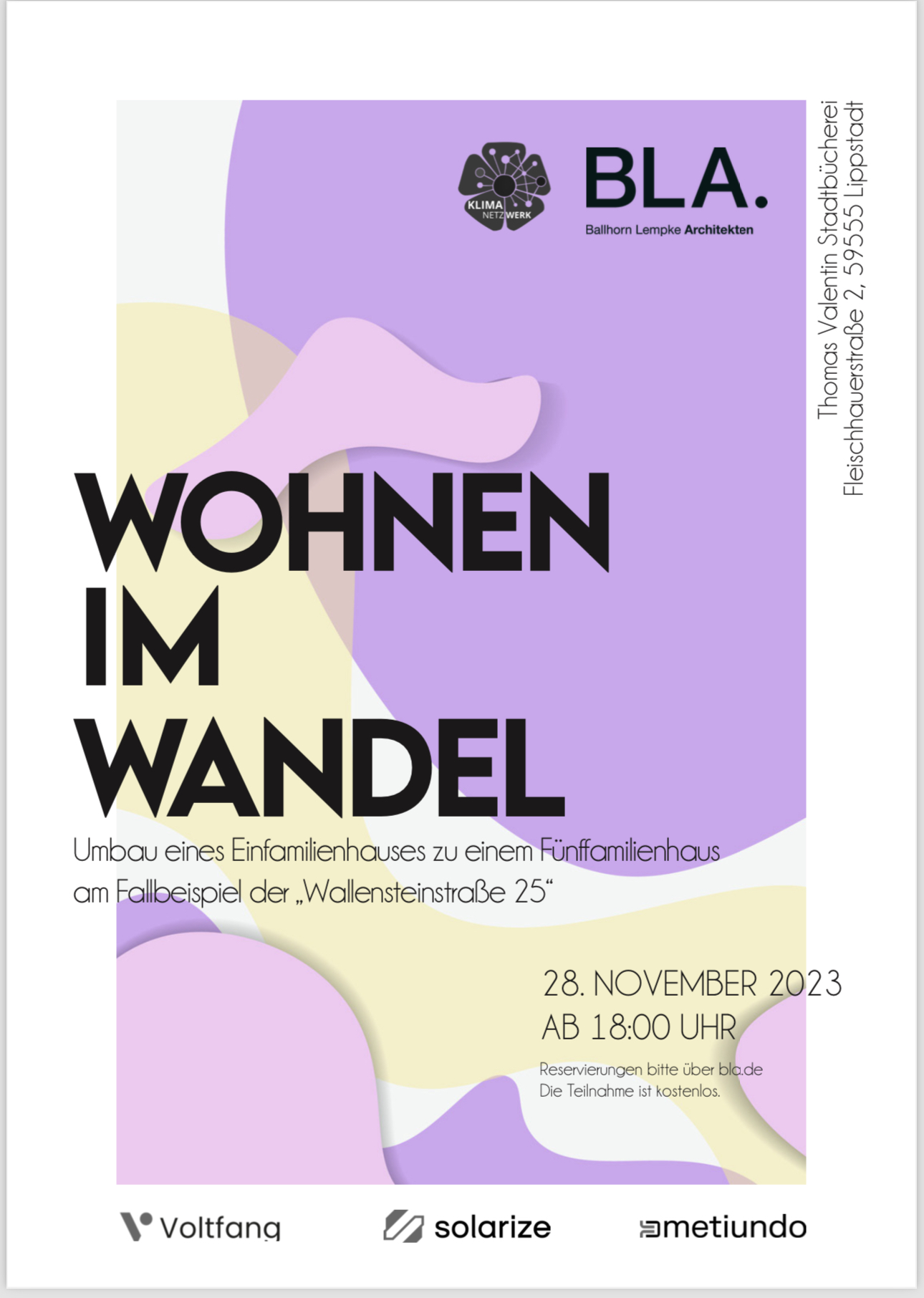 Vortrag und Diskussion zum Thema „Wohnen im Wandel“ in der Kapelle der Thomas Valentin Stadtbücherei Lippstadt